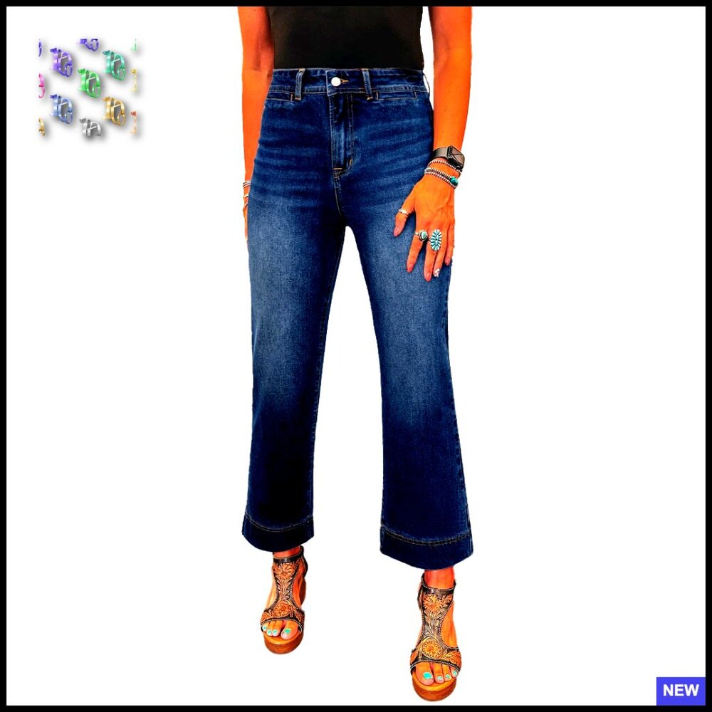 Wide Leg Flare Jeans High Waisted Stretchy Denim Pants Trendy Y2k Chic